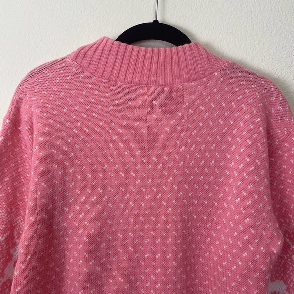 VTG Pink Holiday Print Acrylic Made In The USA Sweater - Picture 8 of 10